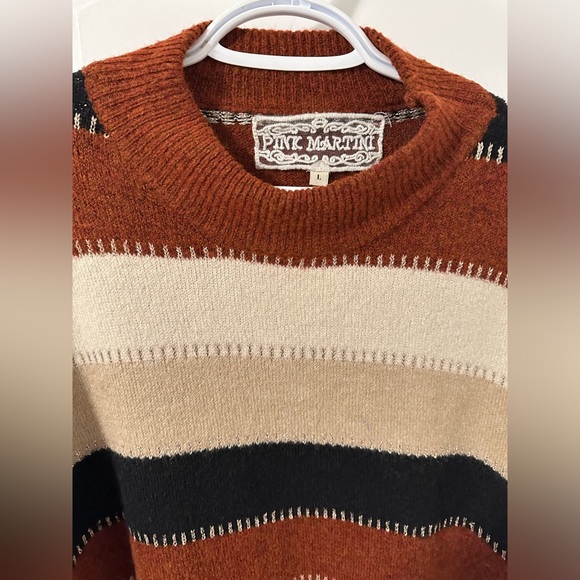 Pink Martini Neutral Sweater Metallic Thread Oversized Cozy, Women’s size L - Picture 2 of 2